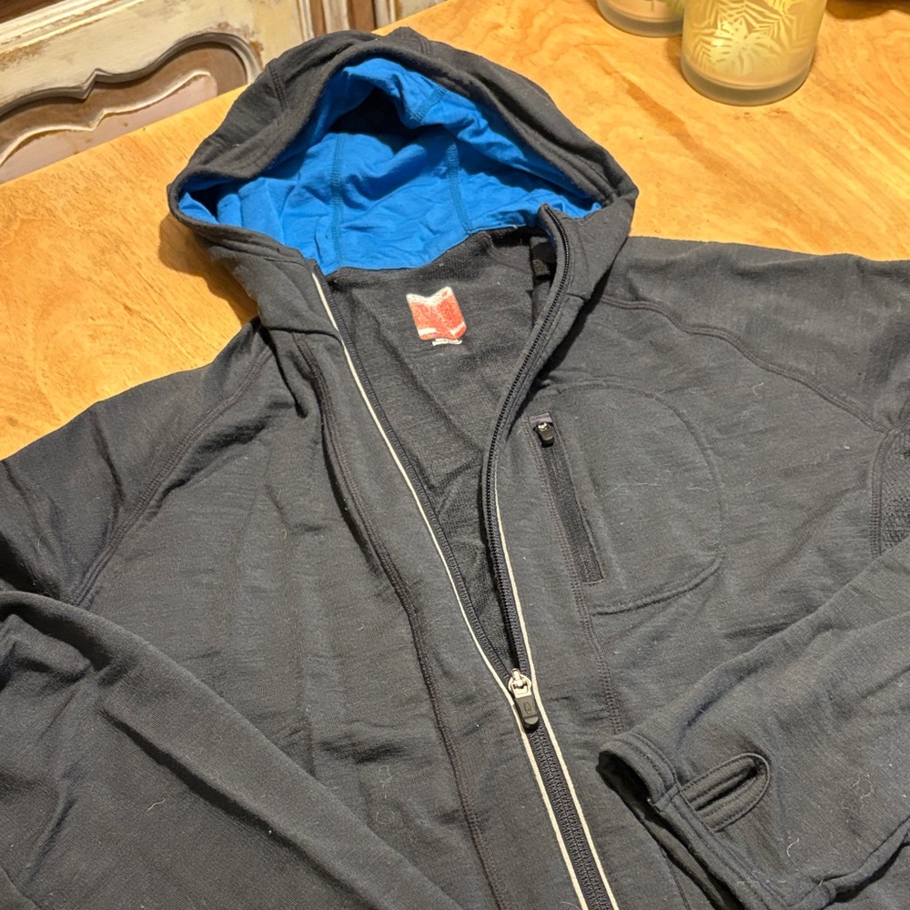 Men's Icebreaker charcoal and Turqoise Hoodie Sweater